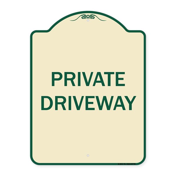 Signmission Designer Series Sign-Private Driveway, Tan & Green Heavy-Gauge Aluminum, 24" x 18", TG-1824-9778 A-DES-TG-1824-9778 - main